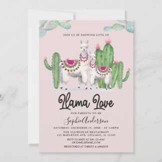 Convites  Llama Love Fiesta Cactus Chá de fraldas mexicano