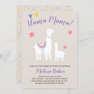 Convites Llama Mama Baby Llama Cute Chá de fraldas