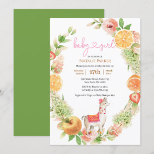 Convites Llama Mama Citrus Floral Greenery Chá