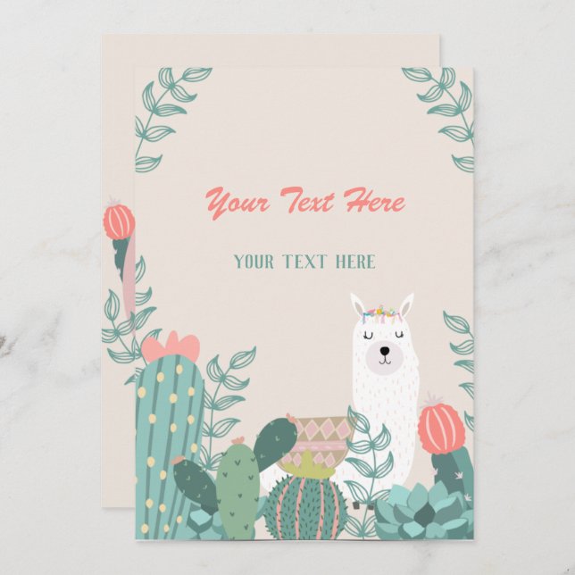 Convites Llama Qualquer Evento (Frente/Verso)