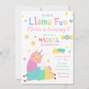 Convites Llama Unicorn Llamacorn Aniversário