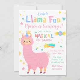 Convites Llamacorn Magical Llama Kids Colorida Aniversário