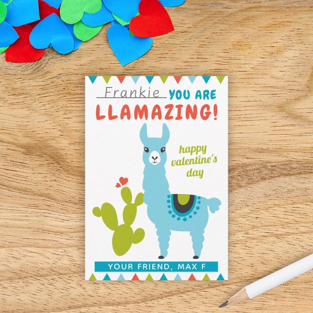 Convites Llamazing Llama Azul Meninos Sala de Aula no Dia d (Criador carregado)