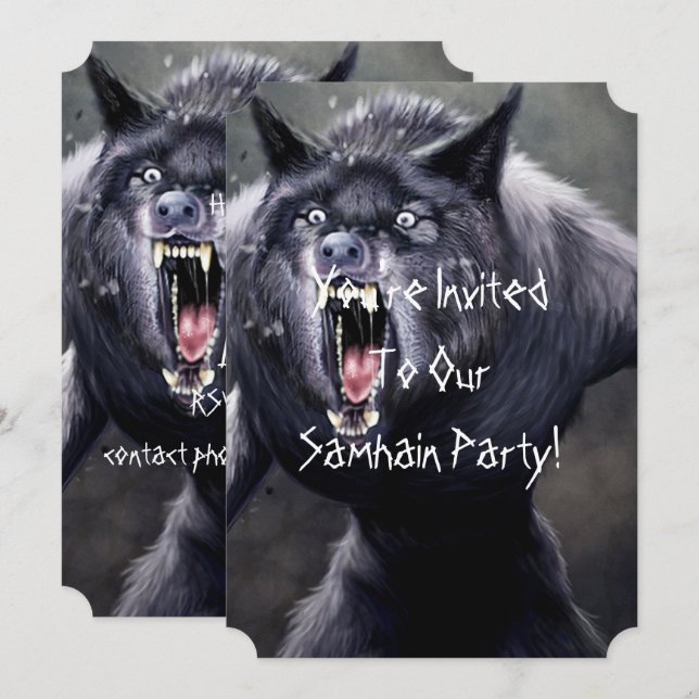 Convites lobisomem assustador (Frente/Verso)