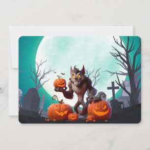 Convites lobisomem de Halloween e abóboras