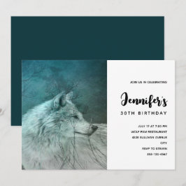 Convites Lobo Cinza Bonito em um Aniversário de Floresta Es