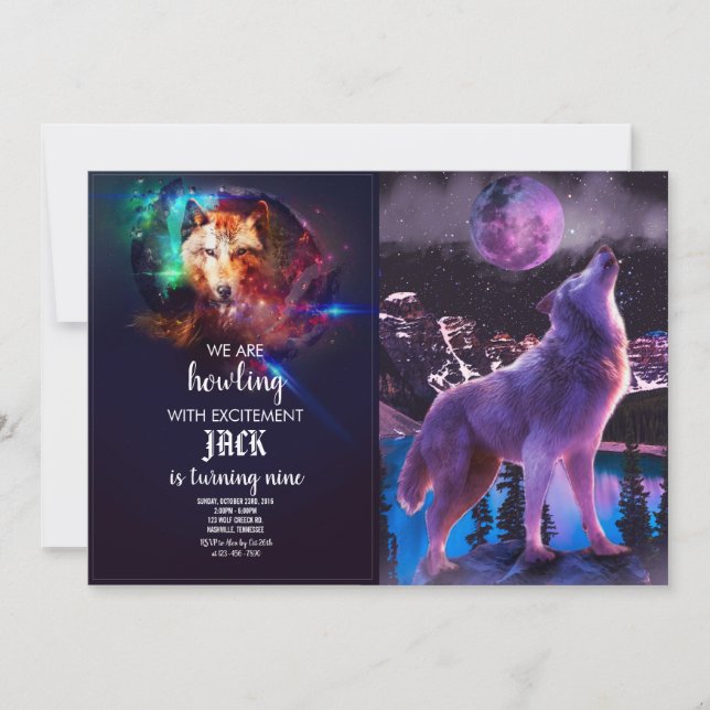 Convites lobo-cinza uivando na floresta (Frente)