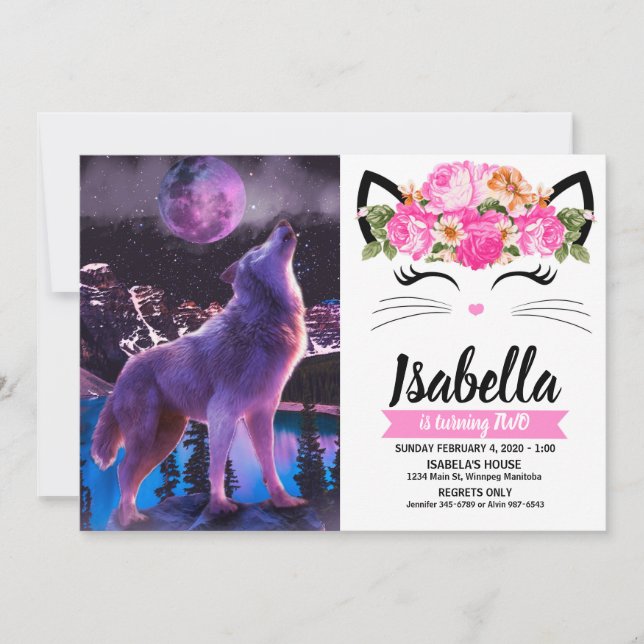 Convites lobo-cinza uivando na floresta (Frente)