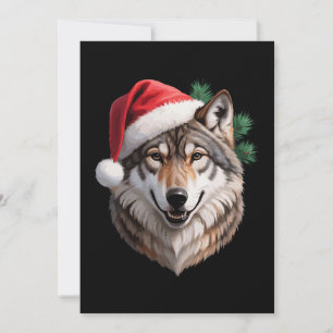 Convites Lobo de Natal Chapéu do Papai Noel Galhos de Pinhe