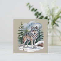 Lobo do Inverno Retrô Aquarela 90's Natureza Selva