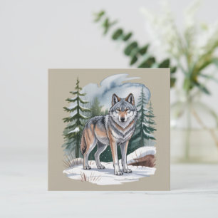 Convites Lobo do Inverno Retrô Aquarela 90's Natureza Selva