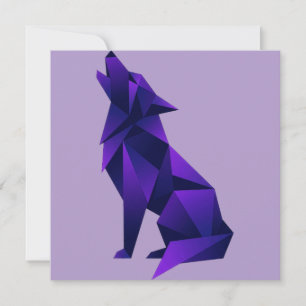 Convites Lobo Geométrico em Estilo Origami Animal Moderno