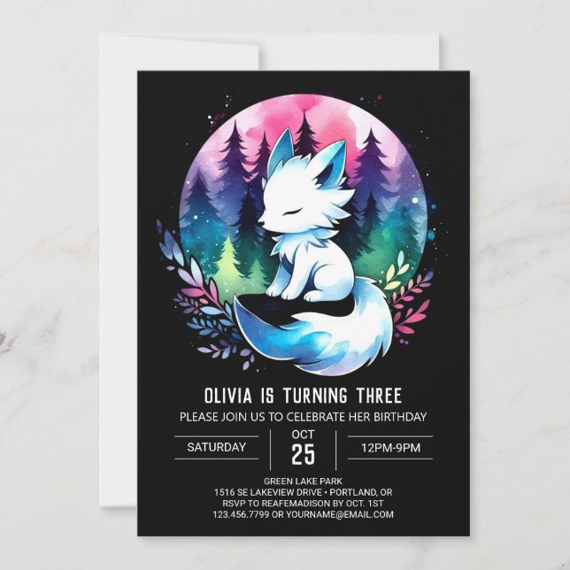 Convites Lobo Imprimível Minimalista - Aniversário (Frente)