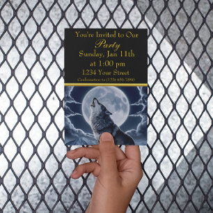 Convites Lobo Majestoso Sobre Pico Nevado