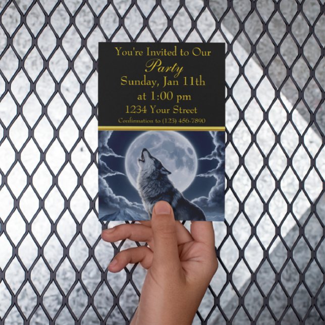 Convites Lobo Majestoso Sobre Pico Nevado (Criador carregado)