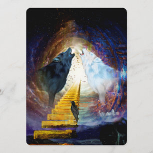 Convites Lobo preto e branco incrível