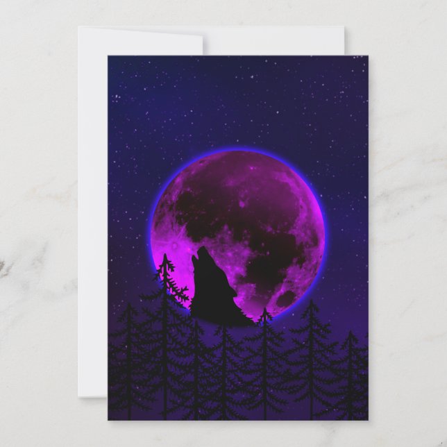 CONVITES LOBO UIVANDO LUA MAGENTA (Frente)