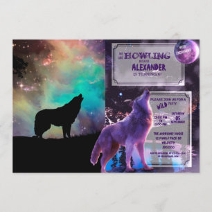 Convites Lobo uivando no universo