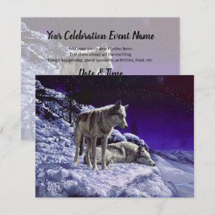 Convites Lobos cinzas na neve de inverno à noite