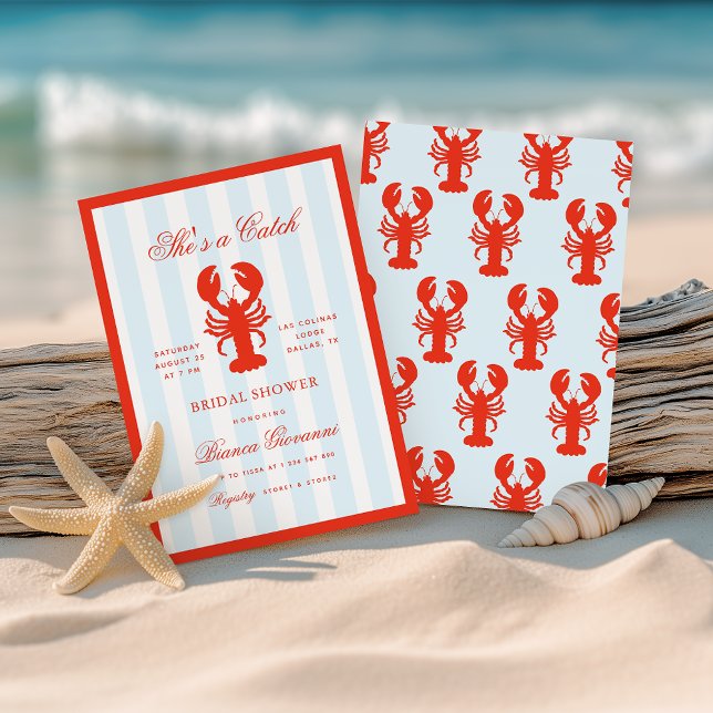Convites Lobster She's a Catch Beach Coastal Bridal Shower (Criador carregado)