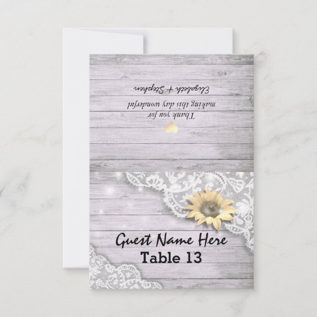 Convites Local De Casamento Número Da Mesa Lace Madeira De  (Frente)