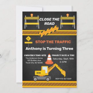 Convites Local De Construção Fecha O Aniversário de criança