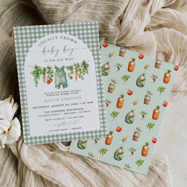 Convites Locally Grown Baby Boy Shower Invitation Green (Criador carregado)
