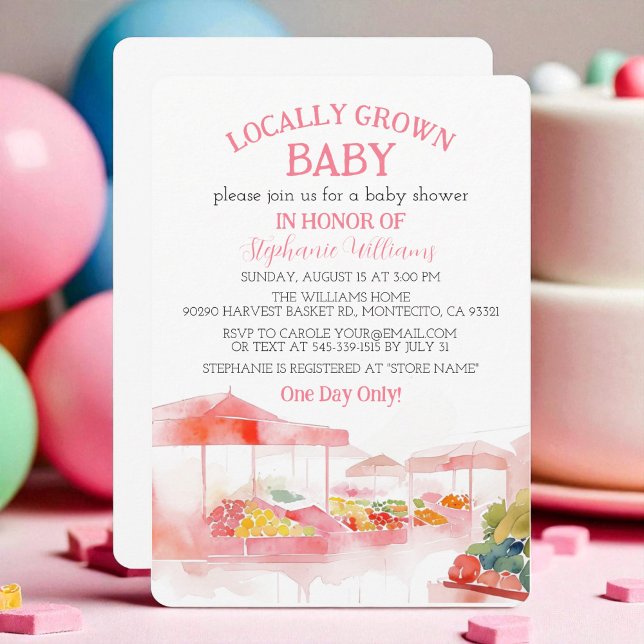 Convites Locally Grown Baby Farmers Market Baby Girl shower (Criador carregado)