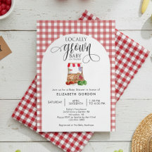 Locally Grown Baby Shower Farm Fresh Red Gingham