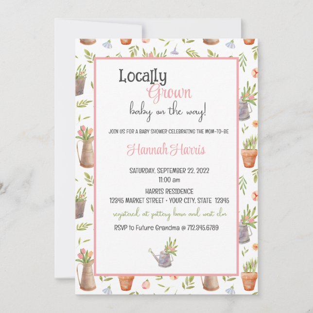 Convites Locally Grown Baby Shower Invitation (Frente)
