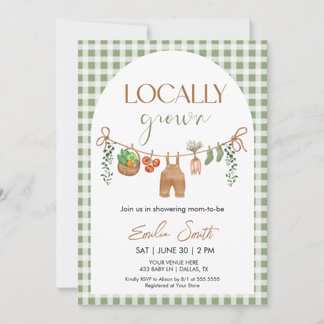 Convites Locally Grown Baby Shower Invitation (Frente)