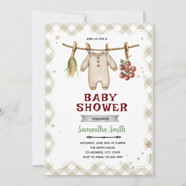 Convites Locally Grown Baby Shower Invitation (Frente)
