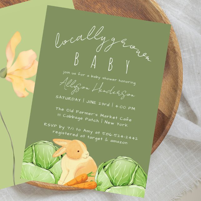 Convites Locally Grown Cabbage Patch Green Baby Shower (Criador carregado)