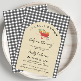 Convites Locally Grown Modern Grey Gingham Baby Shower