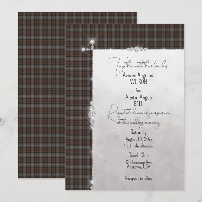 Convites Lochaber Scottish Tartan Wedding (Frente/Verso)