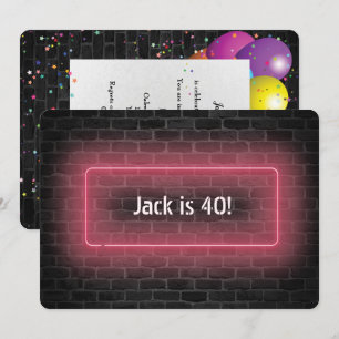 Convites Logon do Neon do Partido aniversário de 40 anos