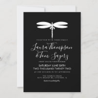 Logotipo de Casamento com Libélula Moderna Preto B