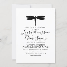 Convites Logotipo de Casamento de Dragonfly Simples - Branc