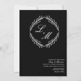 Convites Logotipo de Casamento de Galho de Letra Elegante M