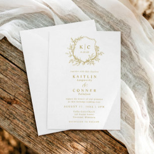 Convites Logotipo de Casamento Formal Clássico Elegant Cres