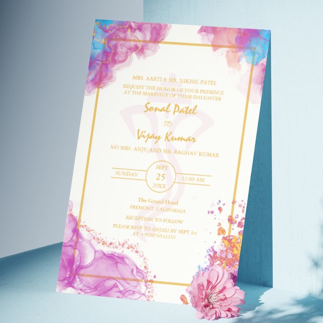 Convites Logotipo de Ganesha do Casamento Hindu Moderno da  (Criador carregado)