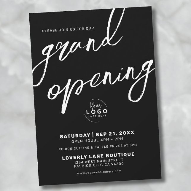 Convites Logotipo de grande abertura para empresas elegante (Grand Opening Logo Elegant Business Invitation)