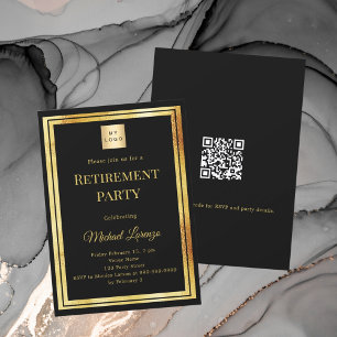 Convites logotipo de negócios código QR festa de aposentado
