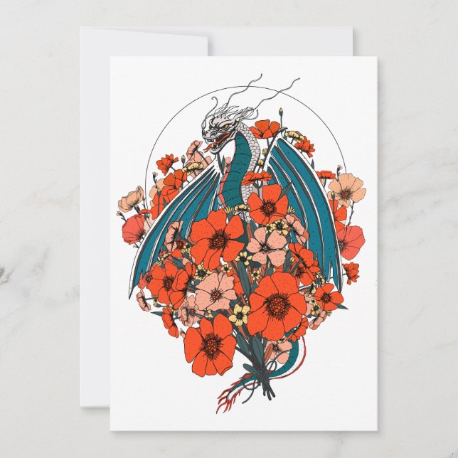 Convites Logotipo do Dragão Asiático (Frente)