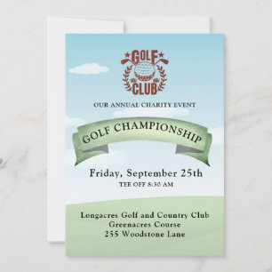 Convites Logotipo do Torneio de Caridade do Clube de Golfe 