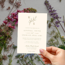 Convites Logotipo Floral de Casamento Elegante Greenery Mon