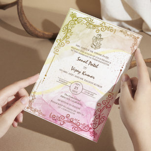 Convites Logotipo Ganesha de Casamento Hindu Indiano Modern