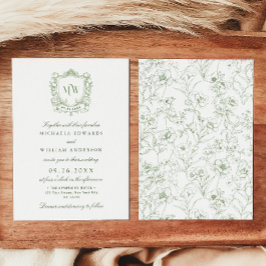 Convites Logotipo Monograma Vintage Crest Casamento Botânic