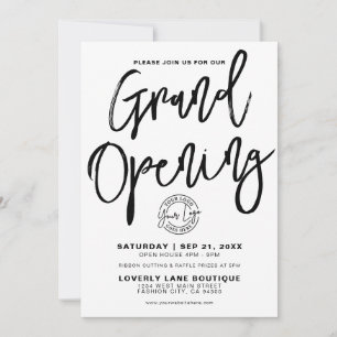 Convites Logotipo Preto e Branco Abertura Grande Negócios