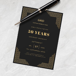 Convites Logotipo preto e Dourado Festa de 50 anos para os